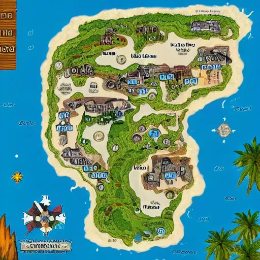 dnd island town map | Stable Diffusion