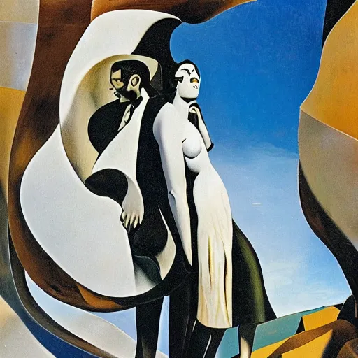 Prompt: gregoire and manon, by salvador dali, by antoni gaudi, with with white car