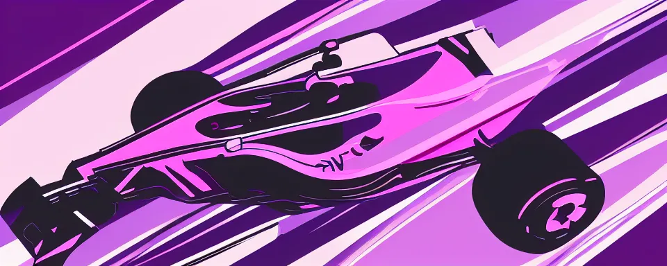 Image similar to abstract illustration of a formula one car, purple and pink, synthwave