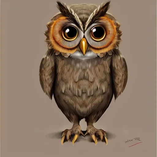 Image similar to an anthropomorphic owl, digital artwork by hulwick