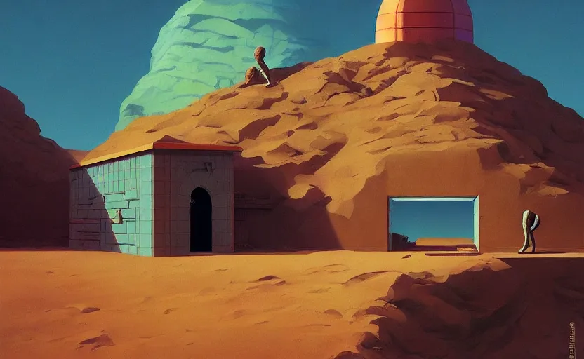 Image similar to Mysteriuos Bunker protecting a diamon, very coherent, painted by Edward Hopper, Wayne Barlowe, painted by James Gilleard, airbrush, art by JamesJean