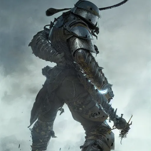 Image similar to soldier in dragon armor fighting hundreds of soldiers, 8 k octane beautifully detailed render, post - processing, extremely hyper - detailed, intricate, epic composition, cinematic lighting, masterpiece, trending on artstation, masterpiece, stunning art by anders zorn, wonderful masterpiece by greg rutkowski, beautiful cinematic,