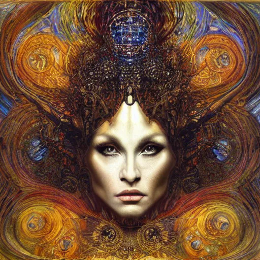 Image similar to Divine Chaos Engine by Karol Bak, Jean Deville, Gustav Klimt, and Vincent Van Gogh, sacred geometry, fractal structures