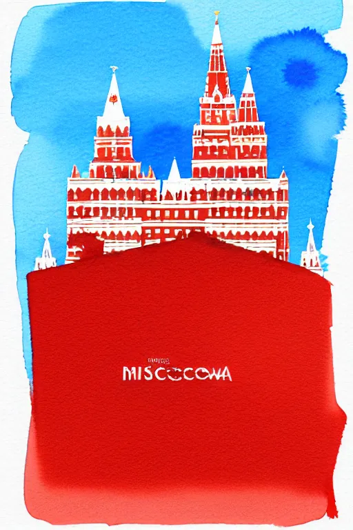 Prompt: minimalist watercolor art of a moscow red square, illustration, vector art