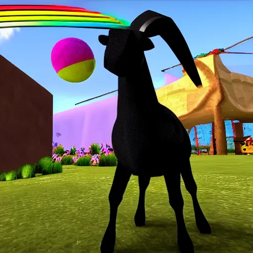 Image similar to a black goat in viva pinata, screenshot, xbox 3 6 0, 3 d