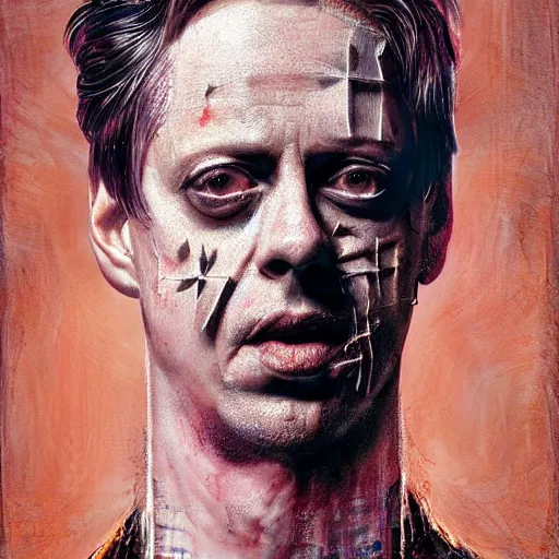 Prompt: hyperrealistic mixed media high resolution painting of Steve Buscemi !!Hellraiser!!, stunning 3d render inspired art by Jamie Salmon and István Sándorfi and Greg Rutkowski, perfect facial symmetry, dim volumetric lighting, 8k octane beautifully detailed render, full body shot, post-processing, extremely hyper-detailed, intricate, epic composition, highly detailed attributes, highly detailed atmosphere, cinematic lighting, masterpiece, trending on artstation, very very detailed, masterpiece, stunning, flawless completion, lifelike texture, perfection,