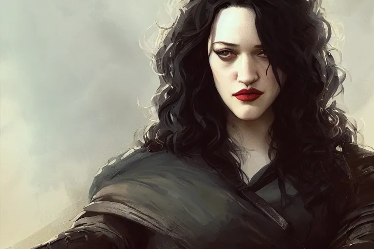 Prompt: A portrait of a Kat Dennings as Yennefer from the Witcher Games by Ruan Jia and Mandy Jurgens and Artgerm and william-adolphe bouguerea, highly detailed, trending on artstation, award winning, H 768