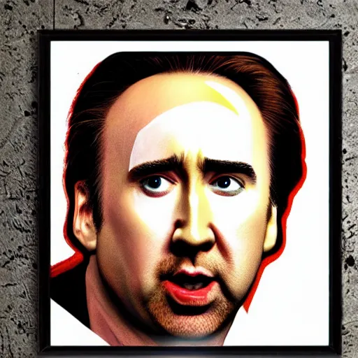 Image similar to nic cage as mario, buff, painted portrait, highly detailed,