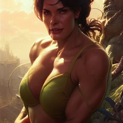 Image similar to real woman hulk, ultra realistic, concept art, intricate details, highly detailed, photorealistic, octane render, 8 k, unreal engine. art by artgerm and greg rutkowski and alphonse mucha