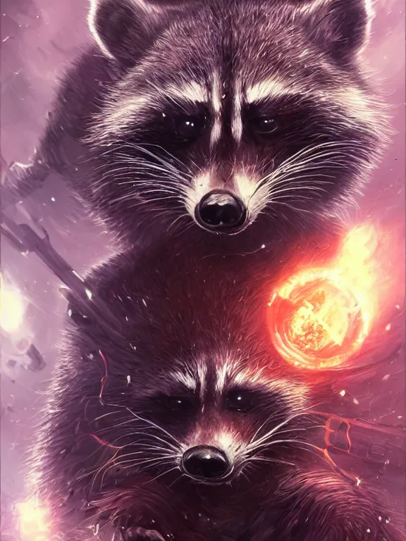 Prompt: a beautiful hyper realistic detailed portrait of an angry space warlord raccoon with an ultradetailed suits, dramatic lighting, dynamic lighting, cinematic lighting, by artgerm, charlie bowater and harumi hironaka, retrowaves, featured on artstation