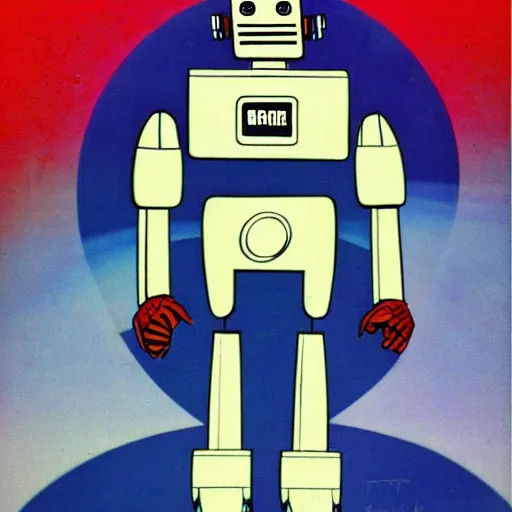 Image similar to retrofuturist design for a robot by bob kane,