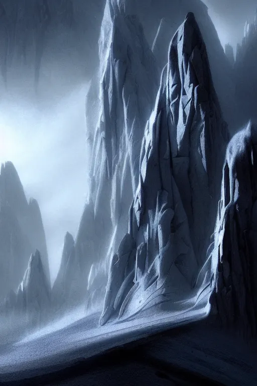 Prompt: futuristic atmosphere in the snowy mountains dolomites 3 d concept art, cinematic lighting, bladerunner scene, intricate details, building by zaha hadid, stormy weather, emissary space by arthur haas and bruce pennington and john schoenherr, cinematic matte painting, dark moody monochrome colors, trending on artstation, featured on behance