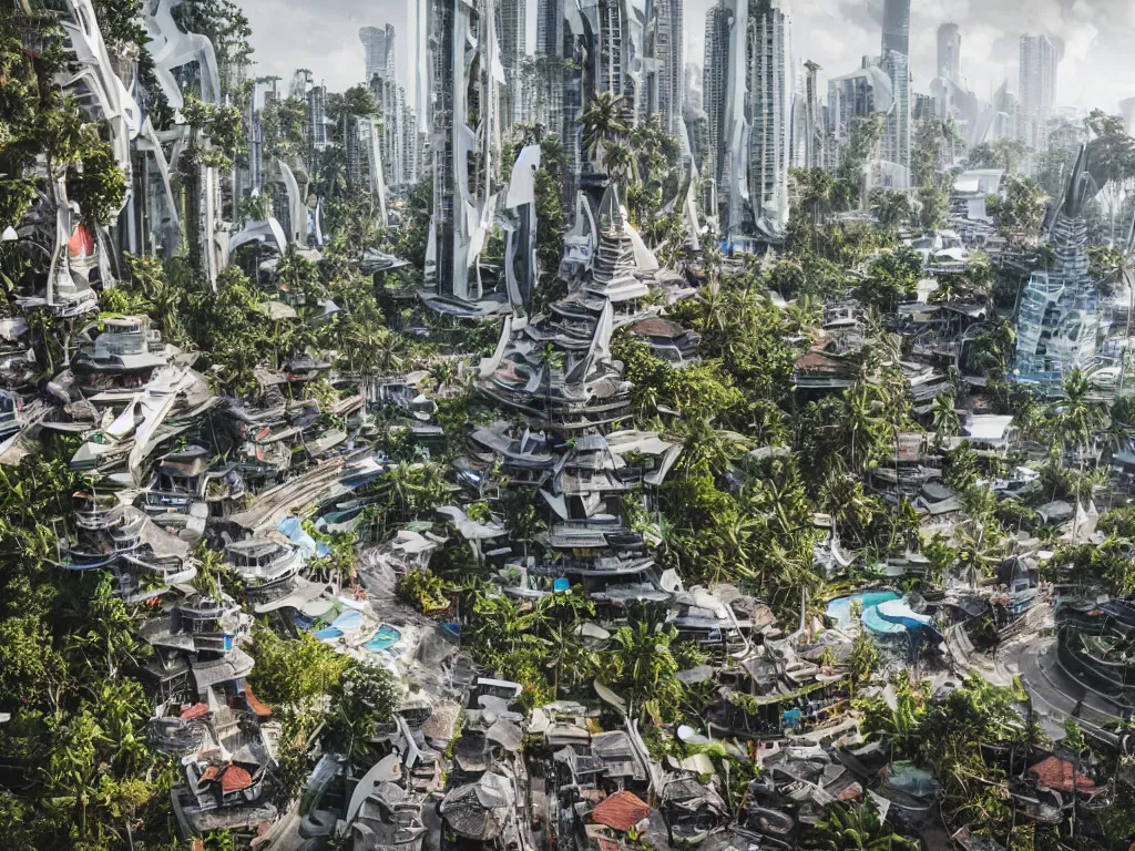 Image similar to a photo of futuristic bali island in the year 2 0 5 0, perfect faces, 5 0 mm, award winning photography