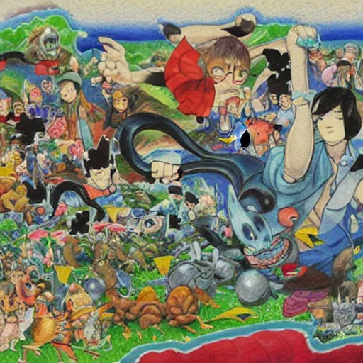 Image similar to a painting ken sugimori did when he was deeply schizophrenic