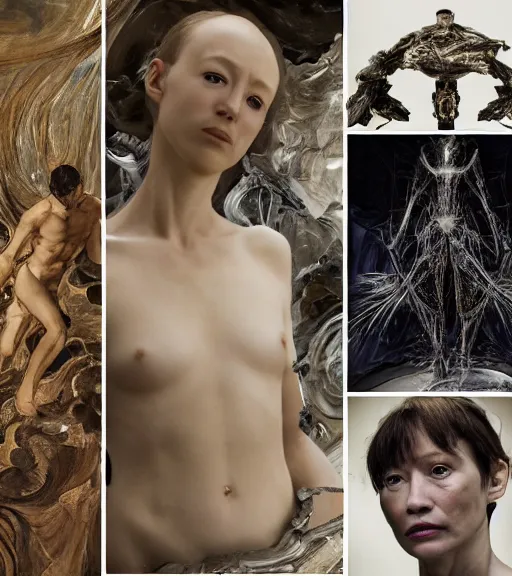 Image similar to still frame from Prometheus movie by Makoto Aida, cyborg with life within by Iris van Herpen painted by Caravaggio and by Hisashi Tenmyouya by Fuyuko Matsui by Makoto Aida by Yasunari Ikenaga by Takato Yamamoto