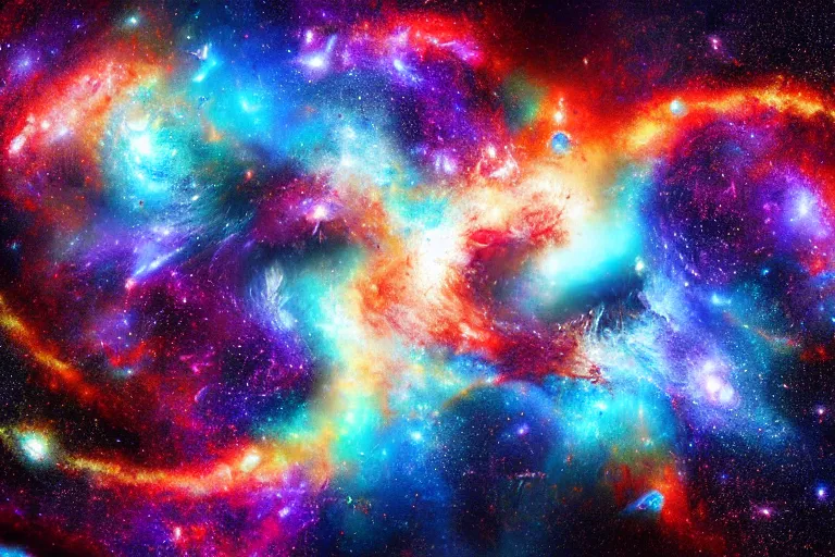 Prompt: Two galaxies colliding with each other, highly detailed, digital art