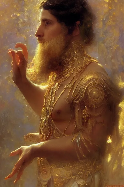 Image similar to full body portrait of a beautiful ethereal delicate mage king meditative pose, highly detailed painting by gaston bussiere, craig mullins, j. c. leyendecker, 8 k, mid shot