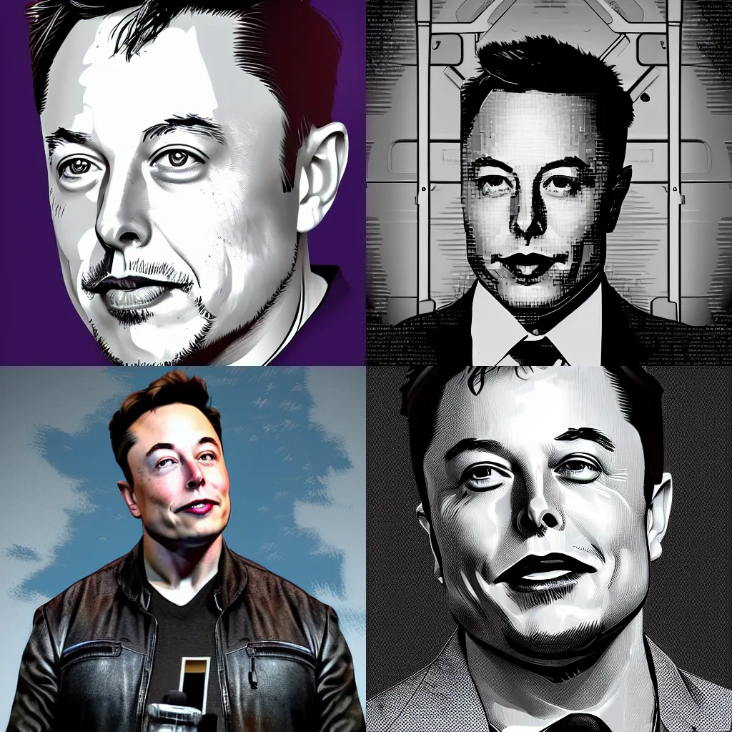 Prompt: digital artwork of Elon Musk