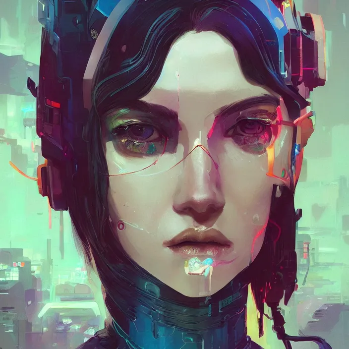 Image similar to a beautiful portrait painting of a cyberpunk girl by pascal blanche and sachin teng and sam yang and greg rutkowski, in style of colorful comic. symmetry, hyper detailed. octanev render. trending on artstation