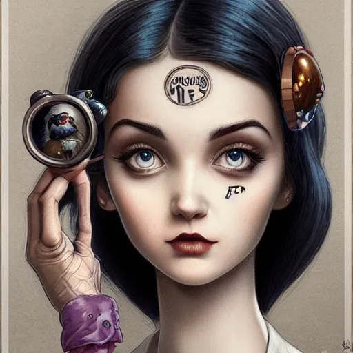 Image similar to Lofi portrait, Pixar style by Joe Fenton and Stanley Artgerm and Tom Bagshaw and Tim Burton, wink