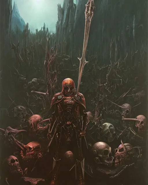 Image similar to the death knight waits, by Thomas Cole and Wayne Barlowe