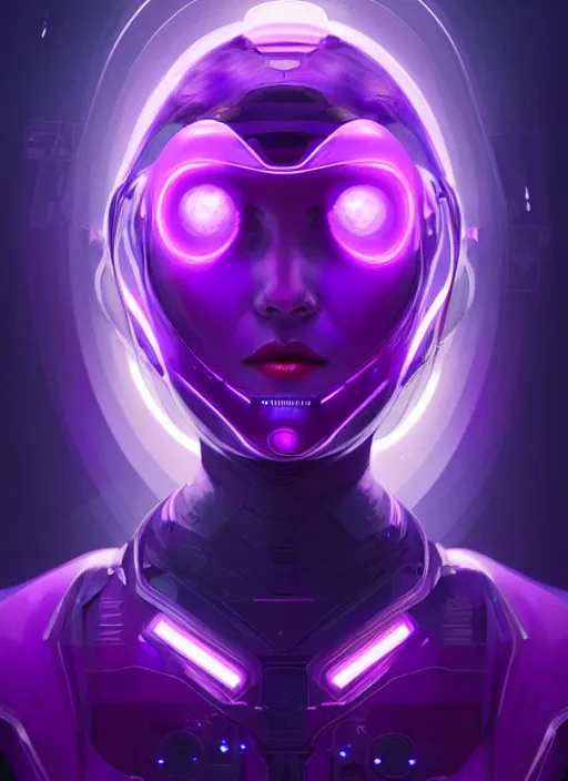 Image similar to portrait of futuristic sci - fi suit lady voidstar, purple, glowing purple energy, intricate, elegant, glowing lights, highly detailed, digital painting, artstation, concept art, smooth, sharp focus, illustration, art by wlop, mars ravelo and greg rutkowski