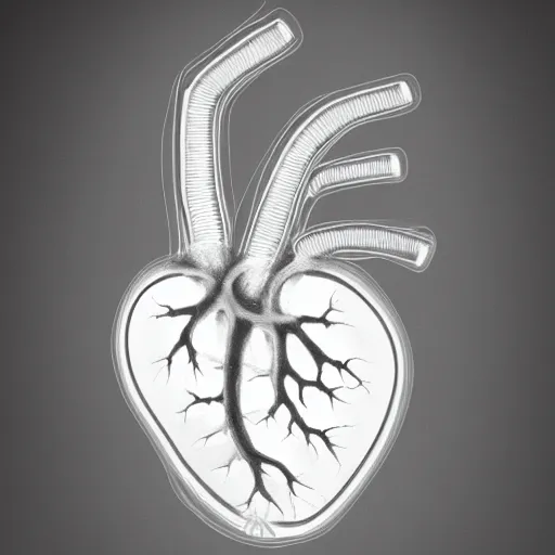 Prompt: x - ray of bio engineered heart carved out of ivory, canon 5 d 5 0 mm lens