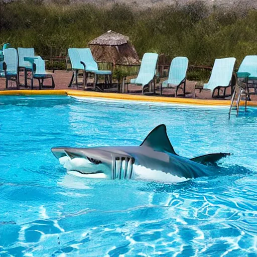 Image similar to swimming pool with great white sharks