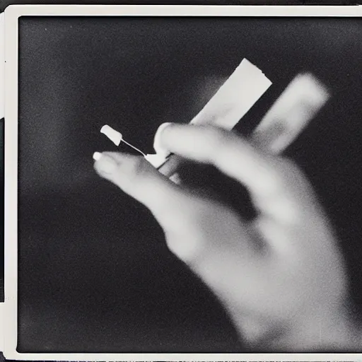 Image similar to a photo of woman hand with a cigarette, polaroid,