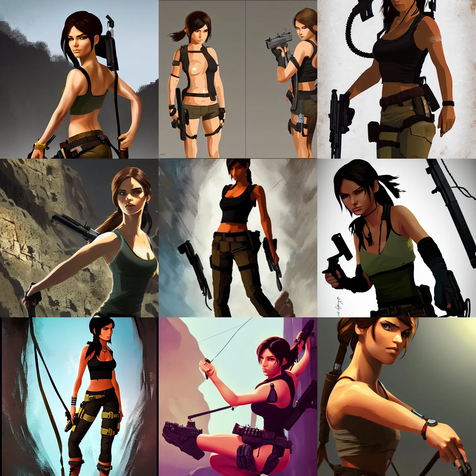 Prompt: lara croft, in the style of ilya kuvshinov