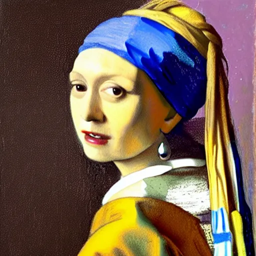 Prompt: sheryl sandberg with pearl earring, by johannes vermeer