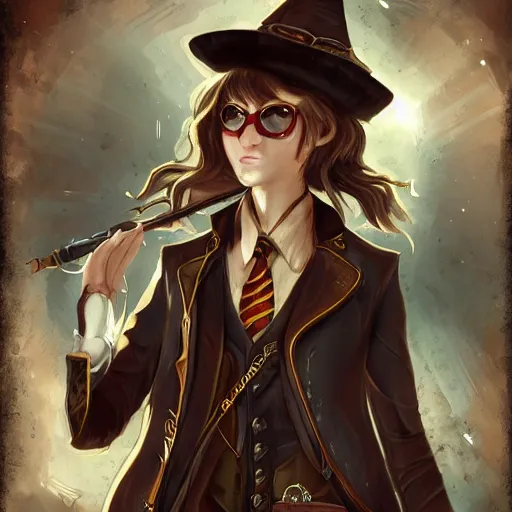 Prompt: steampunk style harry potter, digital art, fantasy, full body, character design, trending on art - station