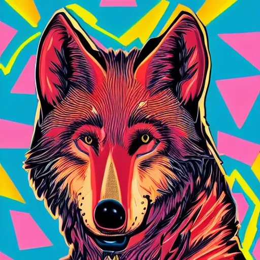 Image similar to portrait of retarded wolf, retard, rabies propaganda style, vivid colors, detailed