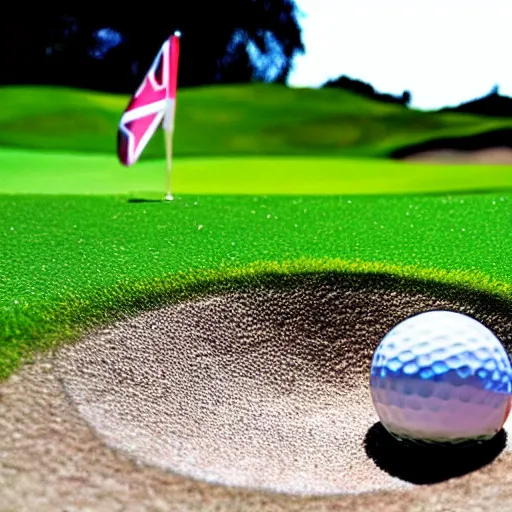 Image similar to “ hamster coming out of a golf hole, golf flag, golf terrain ”