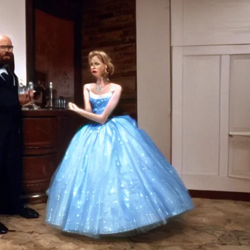 Prompt: walter white in a cinderella dress