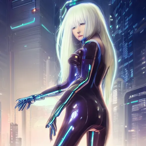 Image similar to a leggy portrait photo of a cybernetic oversize anime girl, cyberpunk concept art, digital art, highly detailed, intricate, sci-fi, sharp focus, Trending on Artstation HQ, deviantart, unreal engine 5, 4K UHD image, hyperrealistic, photorealistic, art by artgerm and greg rutkowski and alphonse mucha