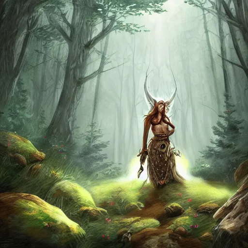 Image similar to elven druid summoning bears in the forest, diablo 2 inspired, trending on artstation, ultra fine detailed, hyper detailed, hd, concept art, digital painting