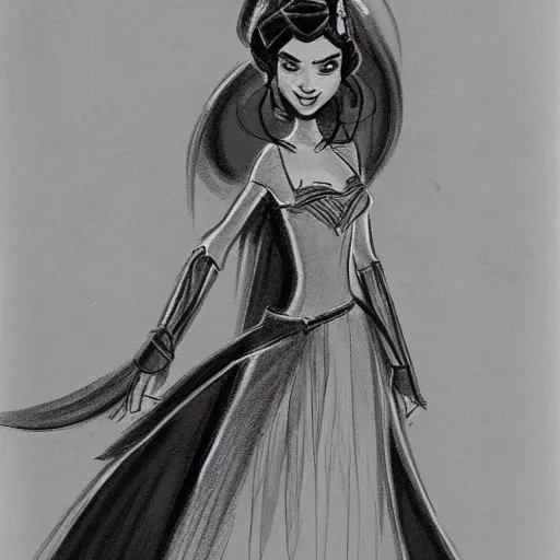 Image similar to milt kahl sketch of victoria justice as princess padme from star wars episode 3