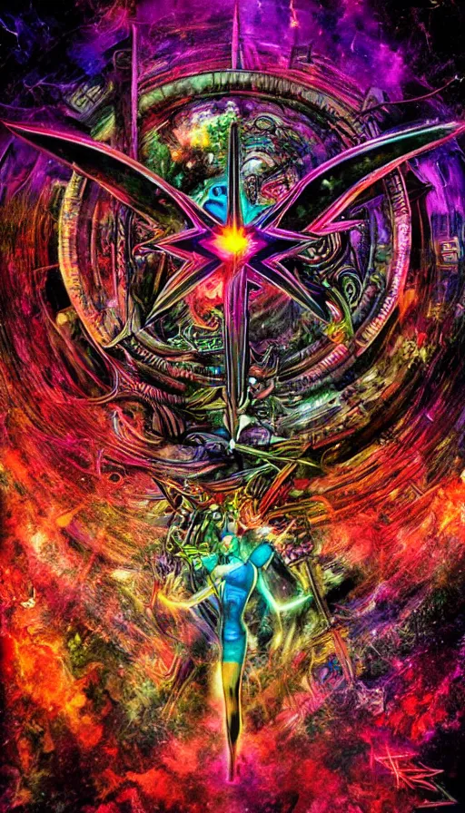 Prompt: psytrance artwork, by zack snyder