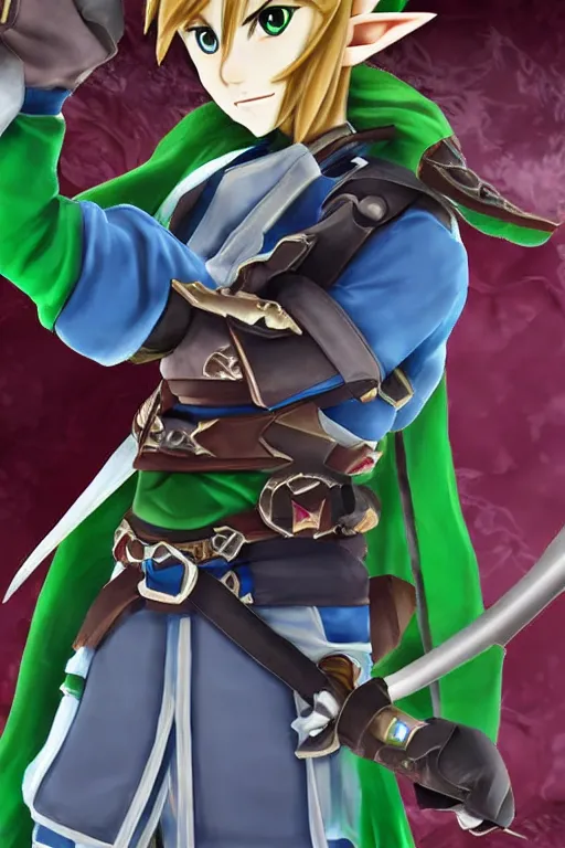 Image similar to an in game portrait of link from genshin impact, genshin impact art style.