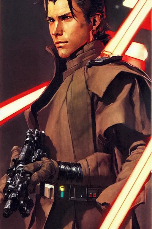 Prompt: attractive man, star wars, painting by j. c. leyendecker, yoji shinkawa, katayama bokuyo