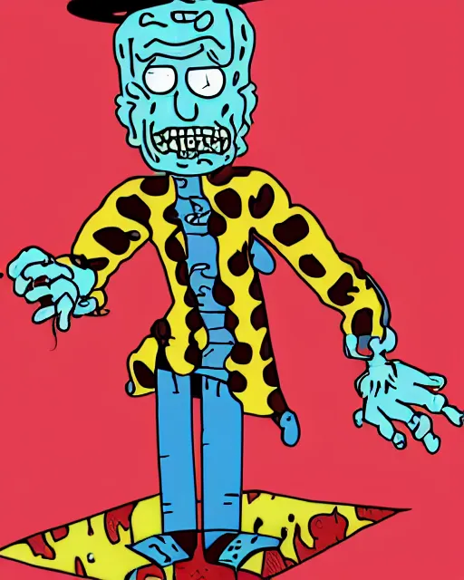 Prompt: freddy krueger in the style of rick and morty by justin roiland