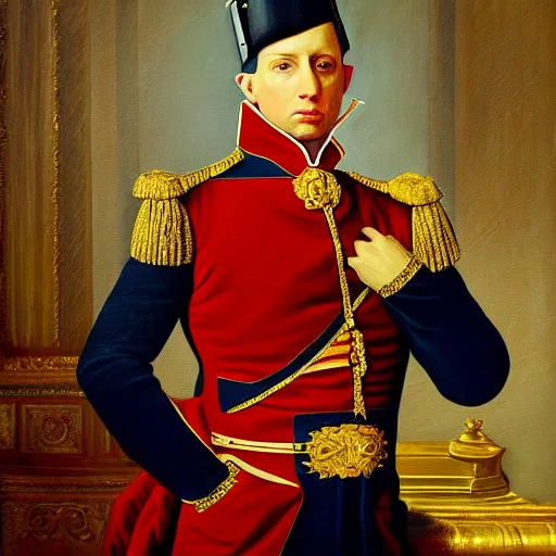 Image similar to eminem as french emperor napoleon oil painting