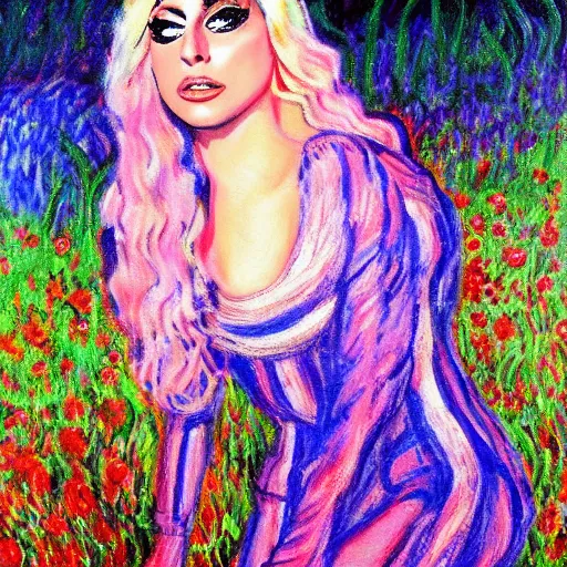 Image similar to lady gaga painted by monet