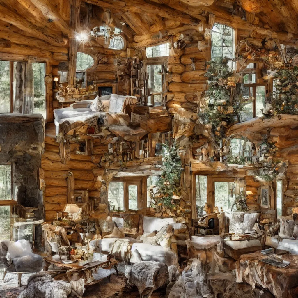 Image similar to a cozy cabin in the woods with a style inspired by fairy tale cottages