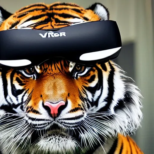 Image similar to a tiger wearing a vr headset