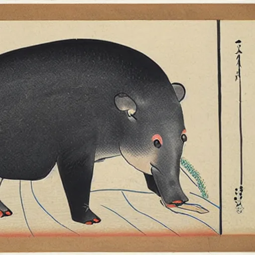 Image similar to ukiyo - e of a tapir in the oberlausitz