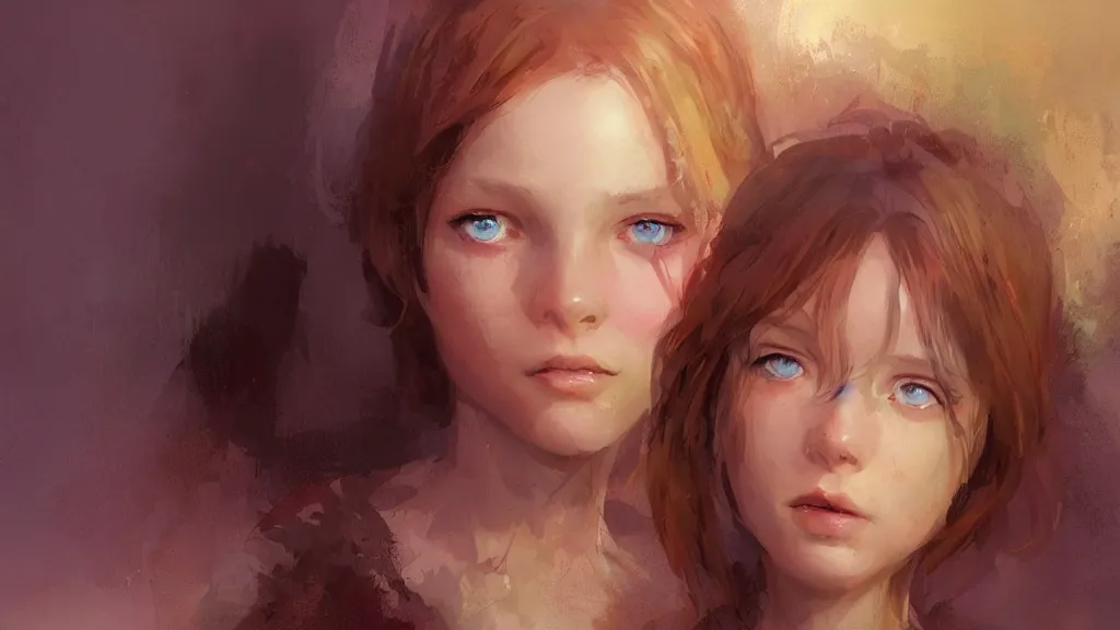 Prompt: A decent young girl portrait by Marc Simonetti.