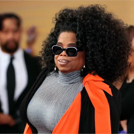 Prompt: oprah winfrey robbing a bank with a shotgun