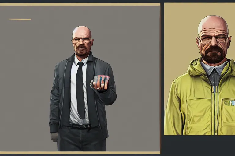 Image similar to walter white gta 5 loading screen art, trending on artstation